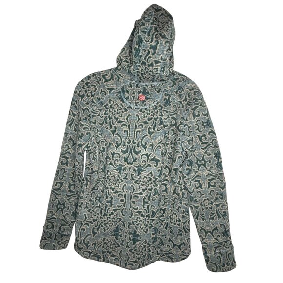 Sherpa Adventure Gear Large Hoodie Zip Up Jacket Namla Jacquard Green Blue Women - Picture 3 of 11